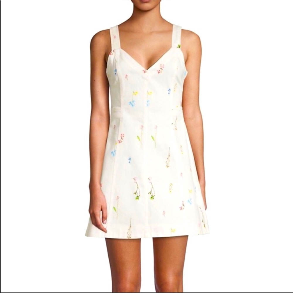Parker Vara White Floral Tie Back Dress Size 8